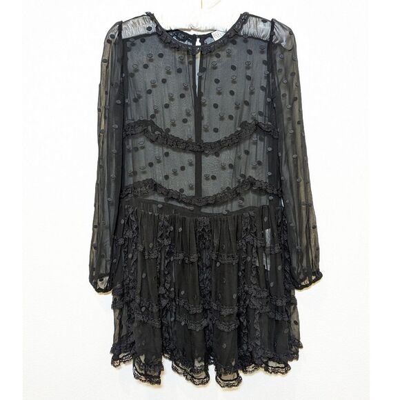 RARE RED Valentino Silk Lace Sheer Black Mini Dress - Picture 1 of 15